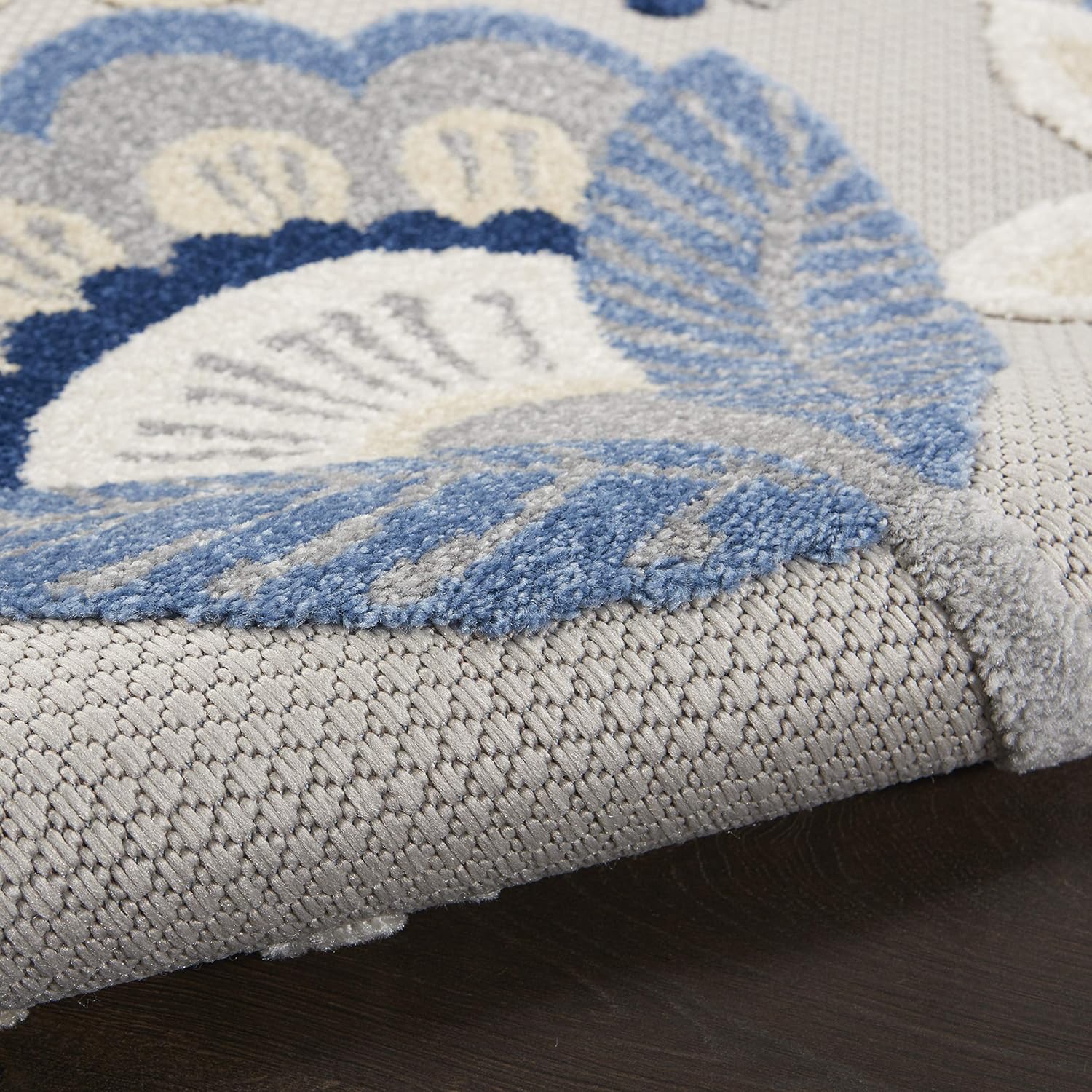 Nourison Home Aloha Blue Grey 2' x 6' Area Rug - Easy Clean, Non Shedding, Bed Room, Living Room, Dining Room, Kitchen (6' Runner)