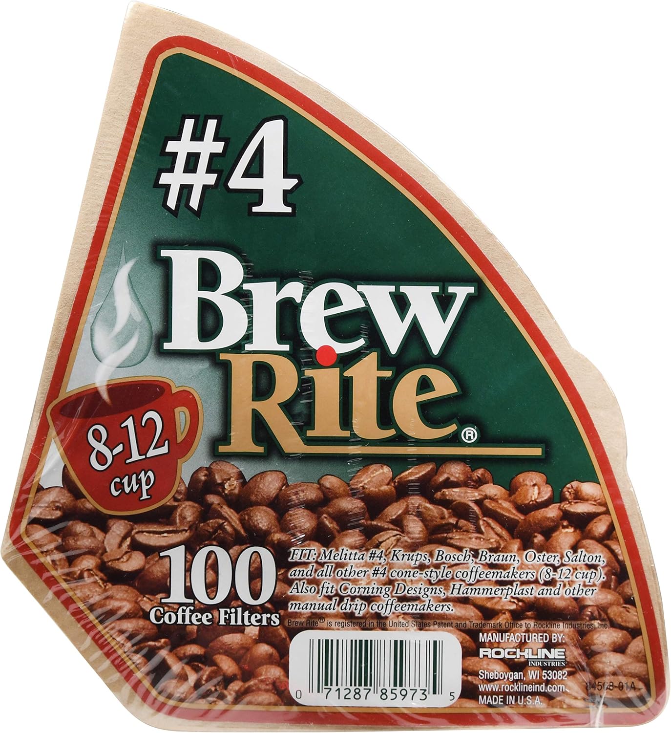 #4 Filtro de café de cono, 100 unidades de café Rite-46-101W24 por Brew ...