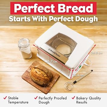 Brod & Taylor Folding Dough Proofer, Large Proving Box for Sourdough, Pizza, Bread Baking, Yoghurt, Kombucha, Adjustable Temperature, Space Saving Design, Slow Cooker Function, White