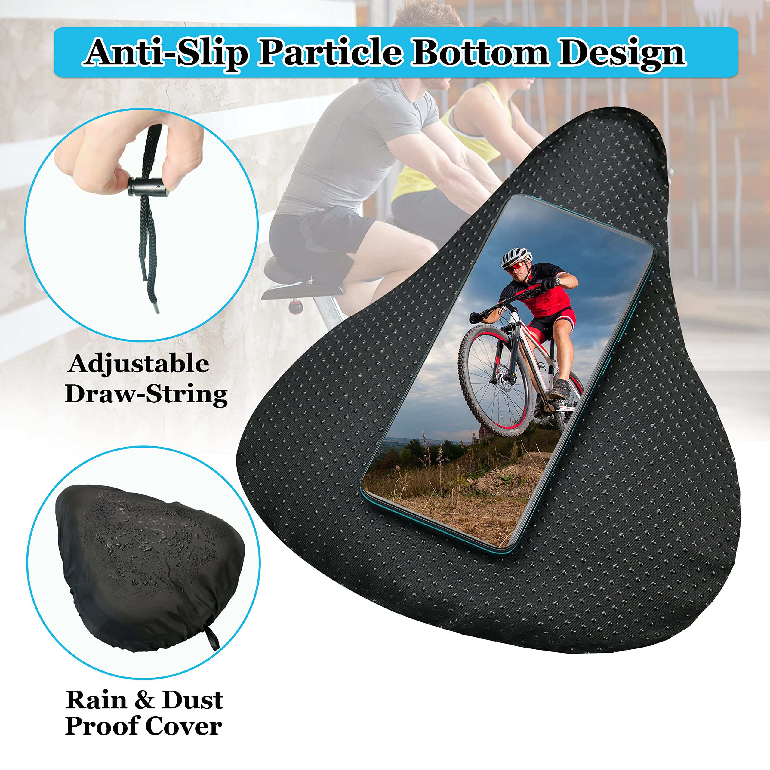 Domain Cycling Housse de Coussin de siège de Gel de vélo de qualité supérieure pour Coussins de Selle de vélo 10.5 x7 pour la Classe d'essorage ou Le vélo en Plein air