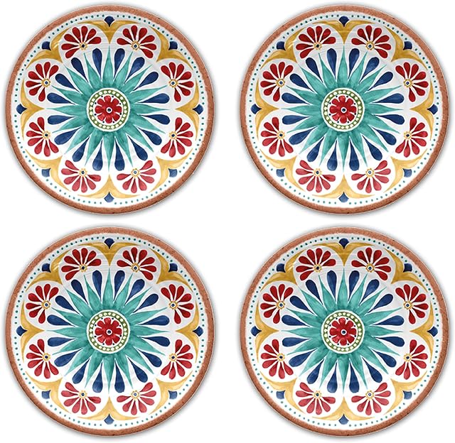 Purely Home re-usable Rio Medallion 21cm Melamine Side Plates, Set (4)