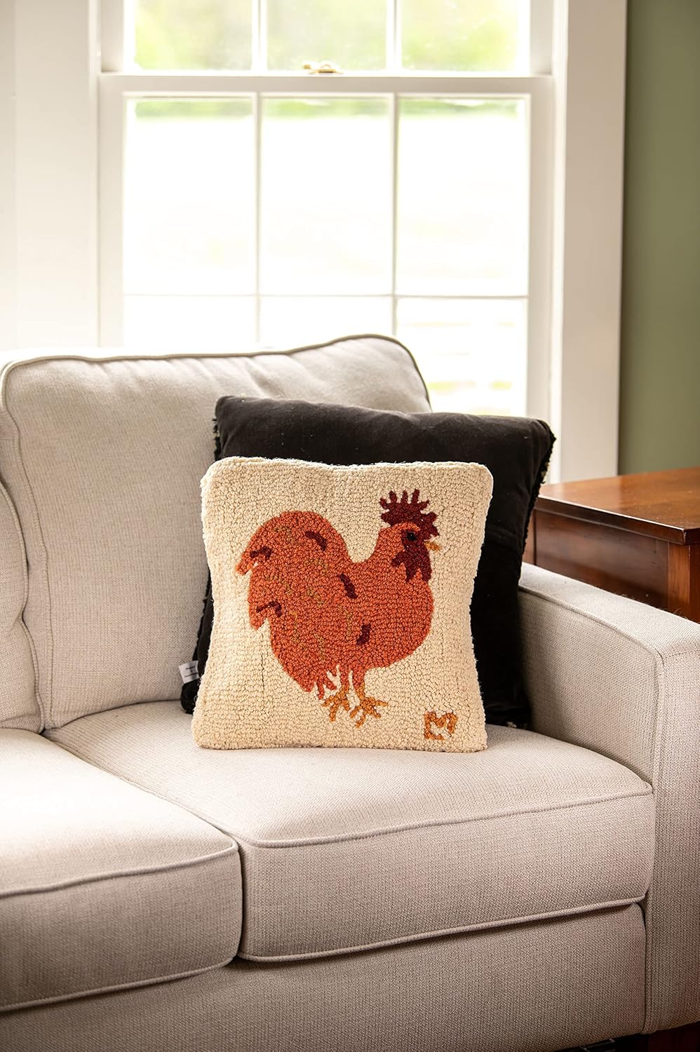 Chandler 4 Corners Artist-Designed Proud Hen Hand-Hooked Wool Decorative Throw Pillow (14 IN x 14 IN) Farm & Garden Pillow for Couches & Beds - Easy Care & Low Maintenance - Farm Chicken-Themed Pillow