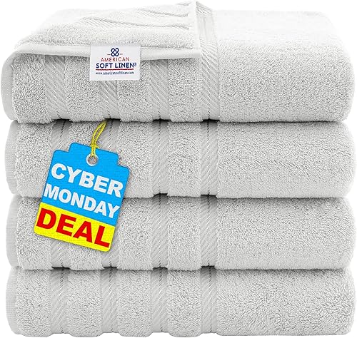 Miniatura 163 de American Soft Linen - Juego de 4 toallas de baño, 100% de algodón turco de 27 x 54 pulgadas, toallas de baño extragrandes, toallas para ducha