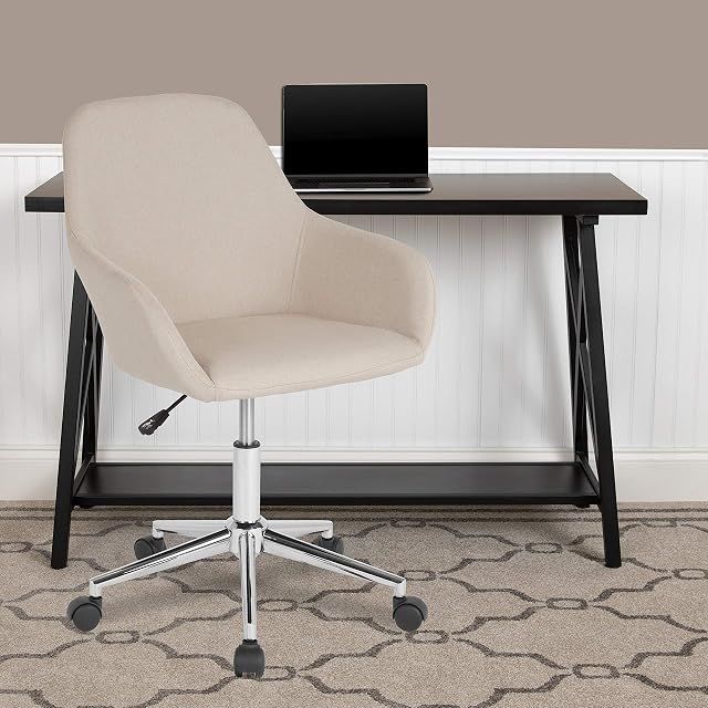 Flash Furniture Task Chairs, Foam Metal Plastic, Beige Fabric, W x 25" D x 33.5"-38.5" H