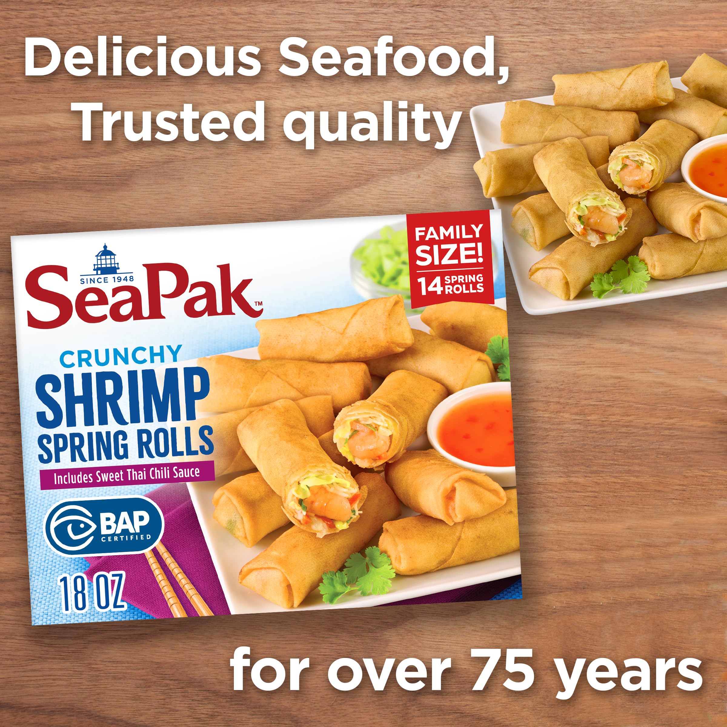 SeaPak Frozen Meals - Shrimp Spring Rolls with Sweet Chili Sauce Easy to Bake Frozen Appetizers for Parties — view 8