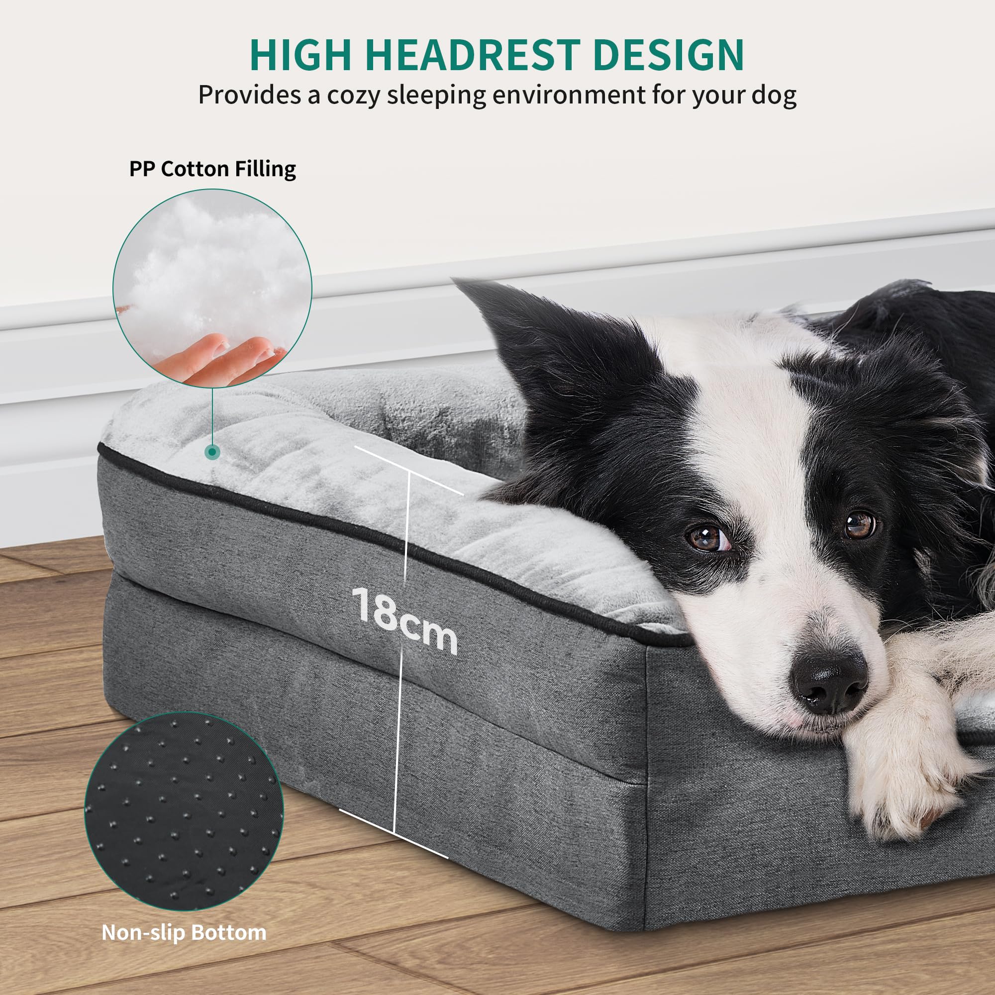 YITAHOME Divano letto per cani piccoli, copertura rimovibile e lavabile, letto per animali domestici, morbido e accogliente, per cani di taglia grande ed extra grande, 71x58x18cm, grigio