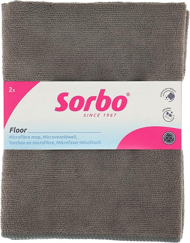 Sorbo Lot de 2 Lavettes Sols Microfibre – 50x60 cm – Nettoyage Universel – Utilisation Sèche ou Humide – Résultat sans Traces – Lavables & Réutilisables