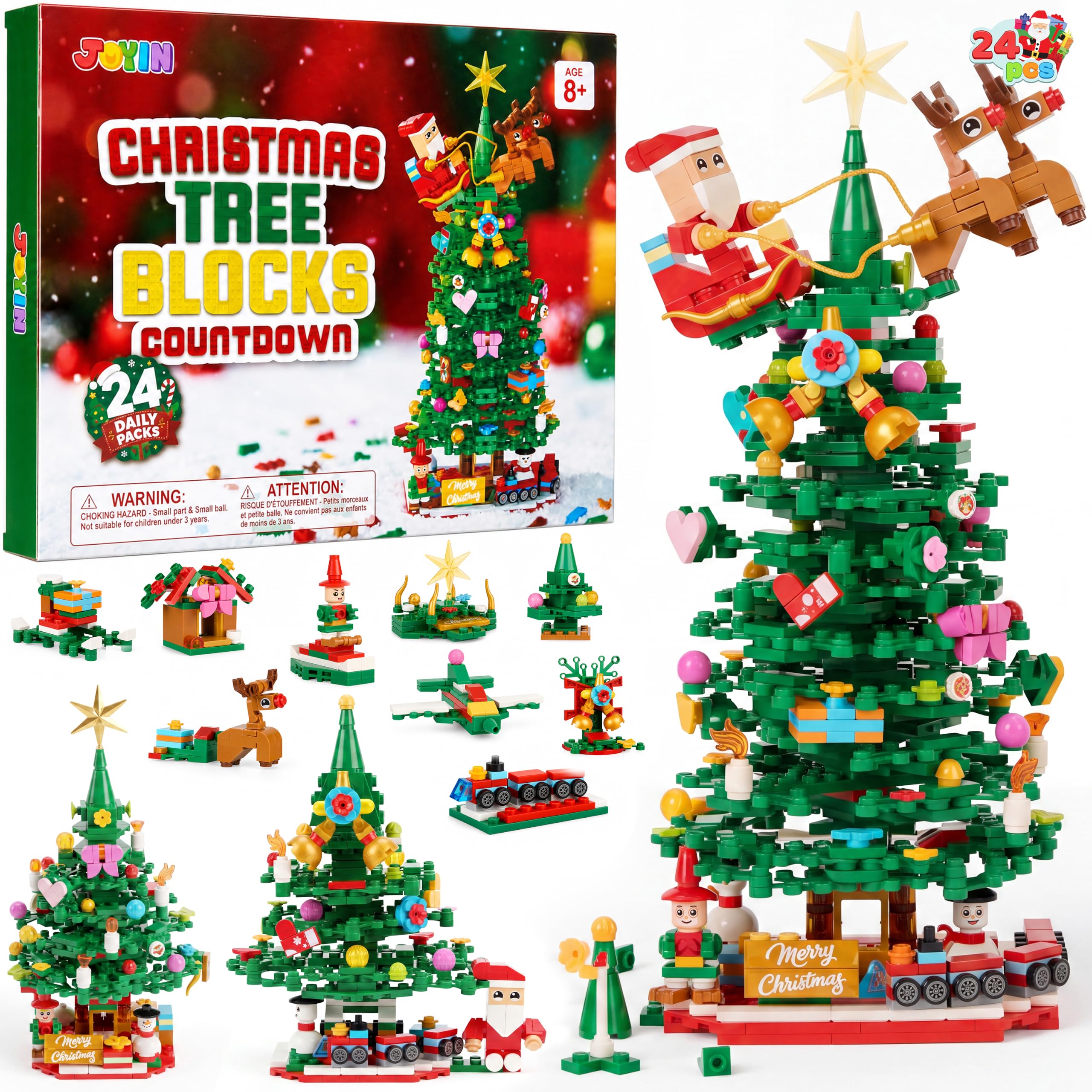 Advent Calendar 2026 with Christmas Tree Building Blocks 24 Days with Multi