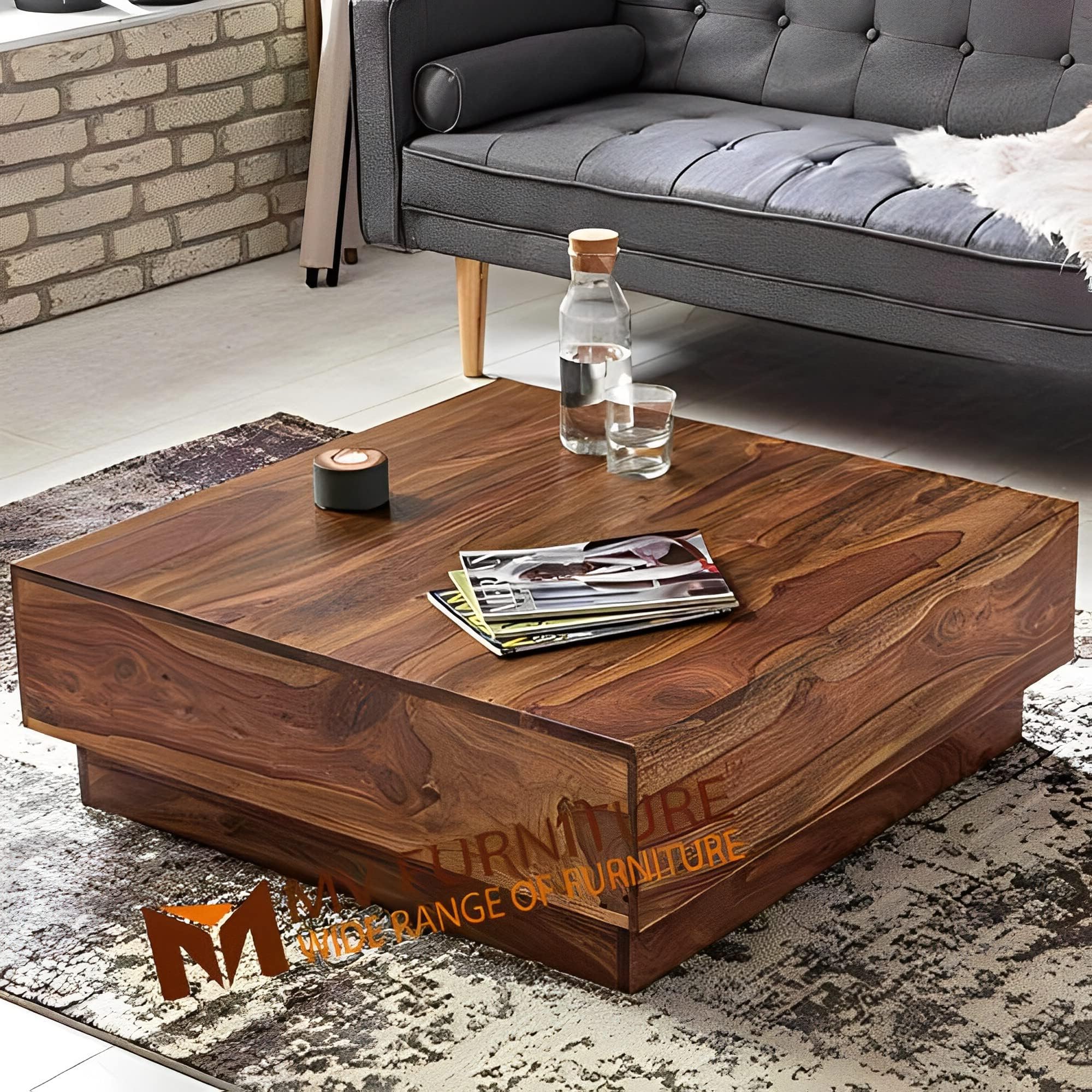Solid Sheesham Wood Center Table | Coffee Table for Living Room Living Room - Brown Finish