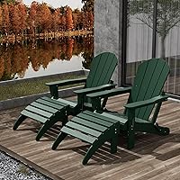Vista 37 de WestinTrends Malibu - Silla de salón para exteriores, juego de 2 sillas Adirondack con otomana, sillas plegables de madera de polietileno para todo