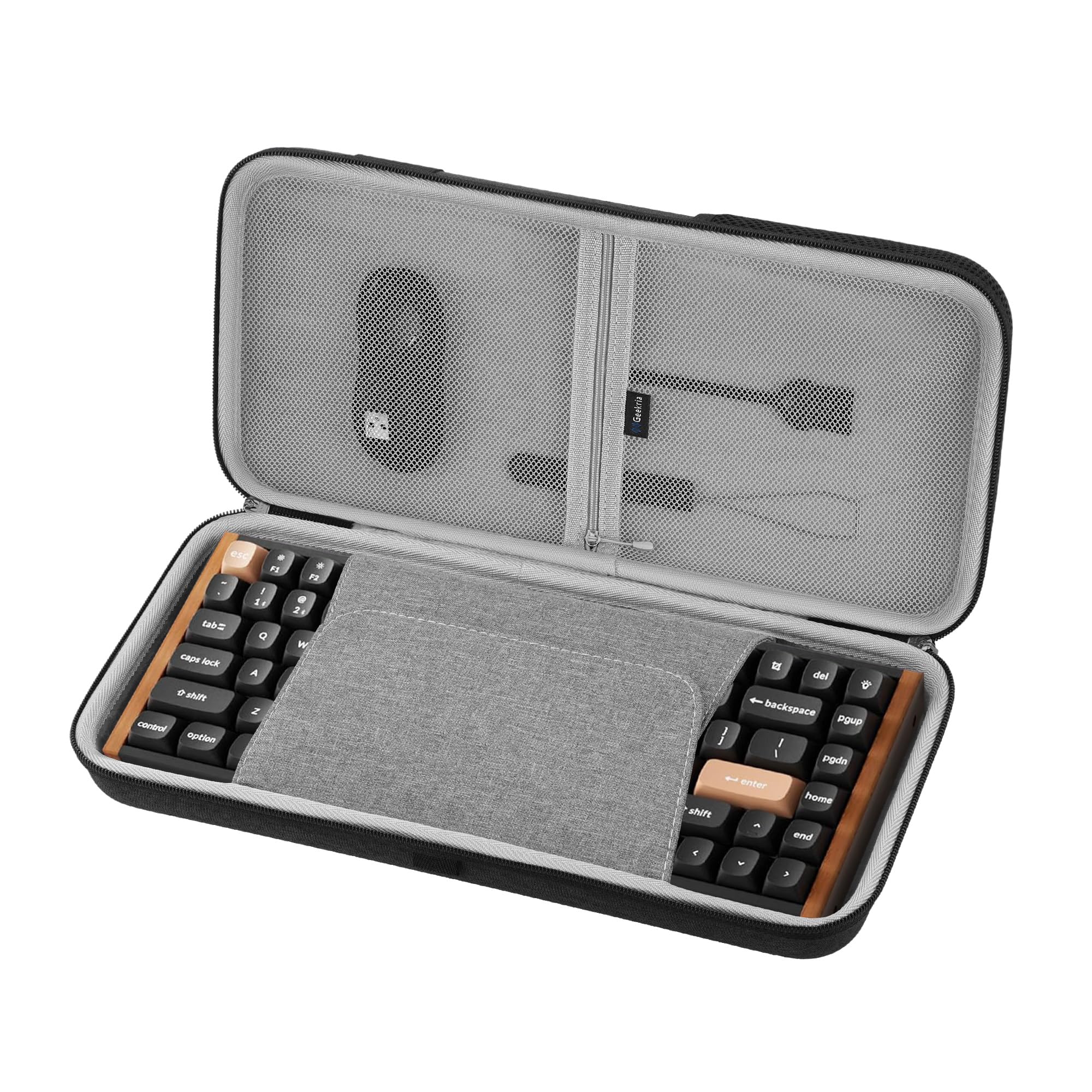 GEEKRIA Custodia per tastiera 75%, borsa da viaggio rigida per tastiera portatile wireless a 84 tasti, compatibile con Keychron K2, tastiera meccanica POP Keys