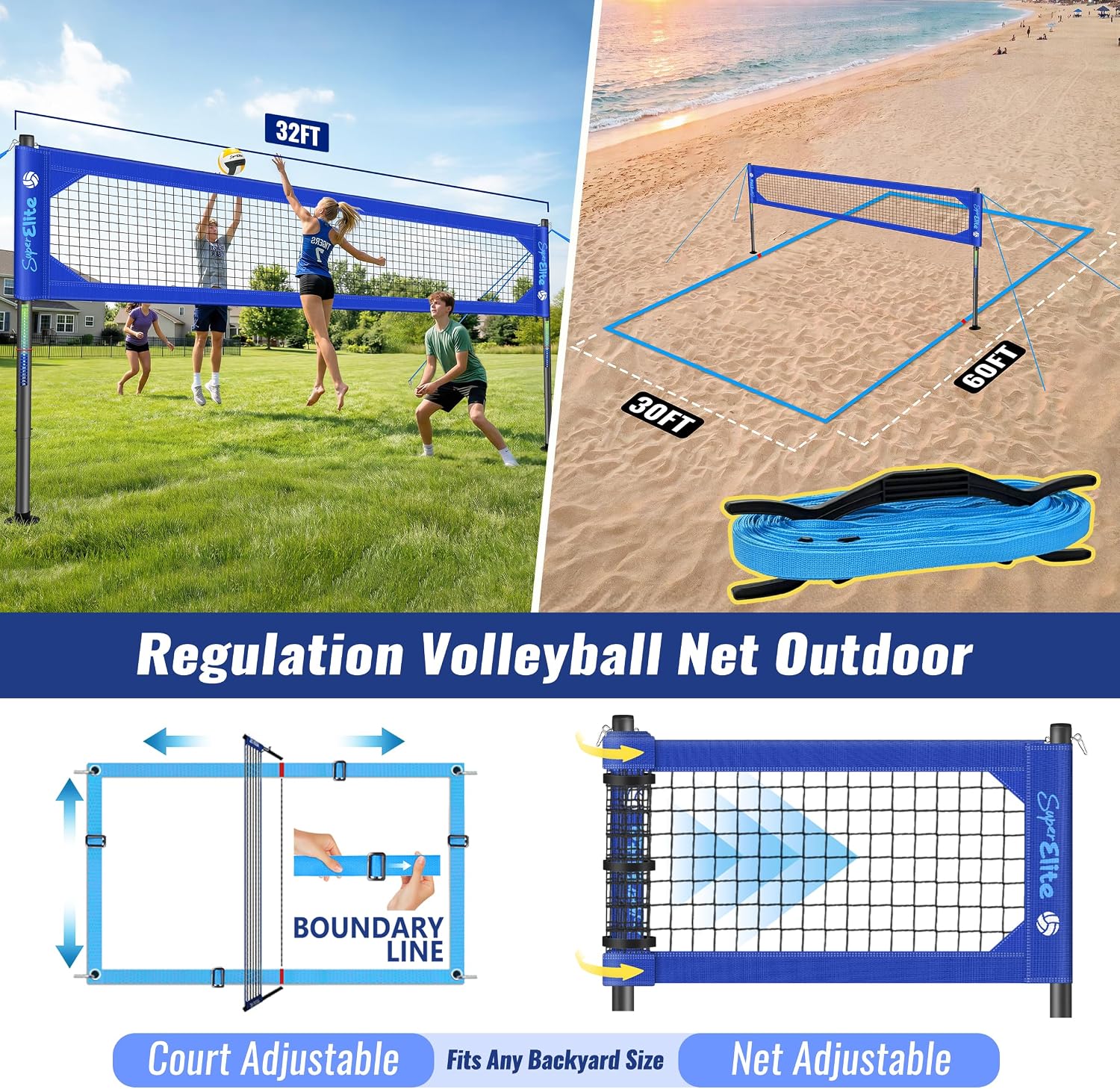 Professional Volleyball Net Set Heavy Duty for Outdoor Backyard Portable thumbnail