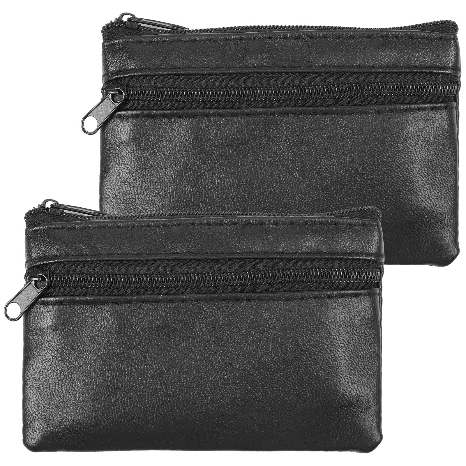 2-pak etui na klucze z PU skóry z zamkiem, mini portfel, czarne etui na klucze, mała kieszonka na monety dla kobiet i mężczyzn, idealne na podróże i do codziennego użytku