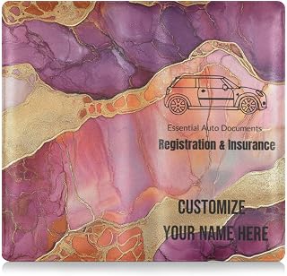 Custom Pu Leather Car Registration and Insurance Card Holder Personalized Men Women Truck Accessories for Driver Auto Owners Trailer Motorcycle Boat Marble Peach Burgundy