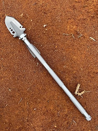 Miniatura 7 de Pala de supervivencia 2 en 1 con pico, multiherramienta plegable ajustable de 3 secciones, equipo táctico resistente para camping, senderismo,