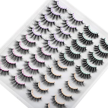 JIMIRE 20 Pairs False Eyelashes 4 Styles Fluffy Eyelashes Pack 3D Volume Faux Mink Lashes Packs