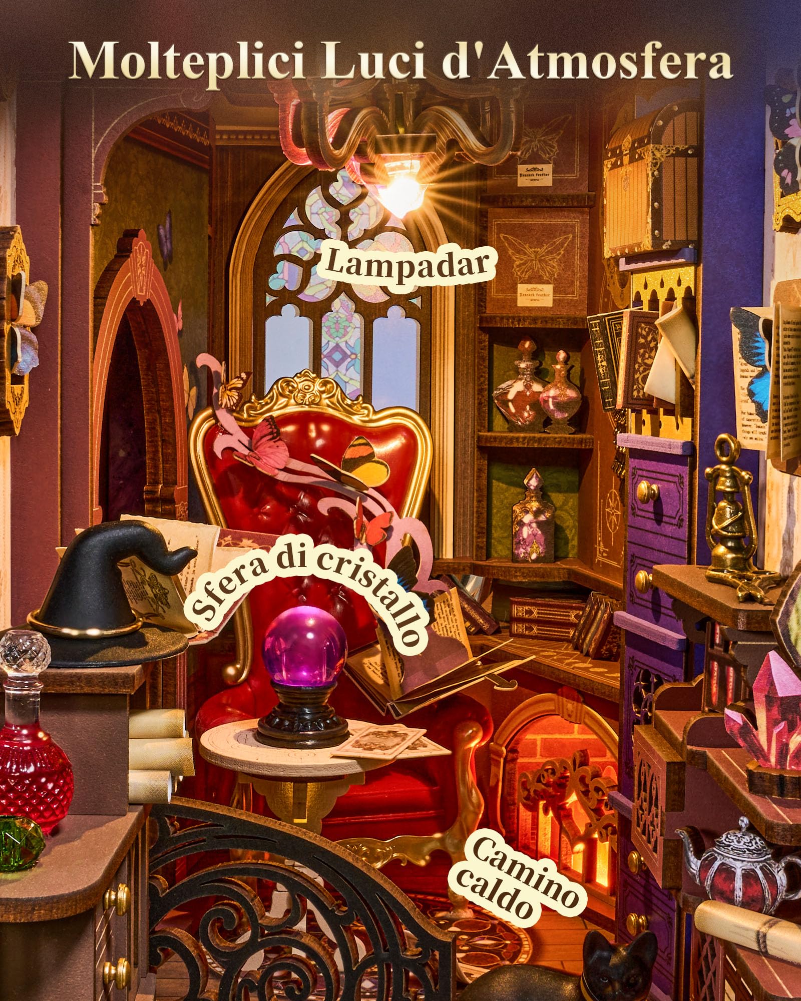 Rolife Book Nook Kit Miniature da Costruire DIY Booknook Rincón de Fantasía Mágica 3d Puzzle Legno con Luci Decorazione Libreria Casa Modellismo da Costruire Adulti Diorama Modellismo
