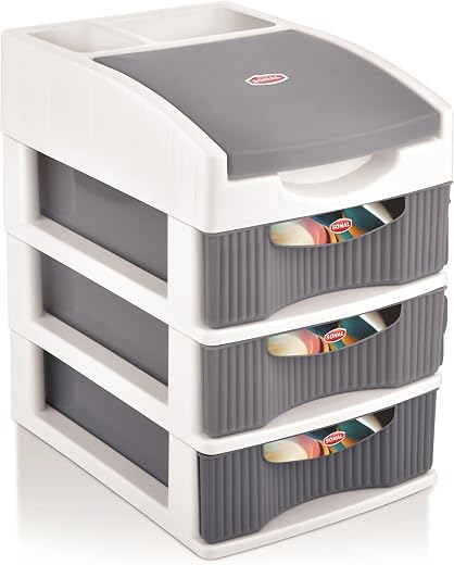 Sonal-SPACIA 3 (MINI Size) Desktop Organizer Plastic Drawers -Size(25x23x17)cm-Multipurporse Free Standing Cabinet Drawer ...