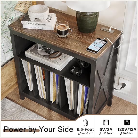 ChooChoo Large Record Player Stand with Charging Station & LED Light