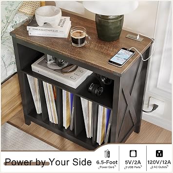 ChooChoo Large Record Player Stand with Charging Station & LED Light