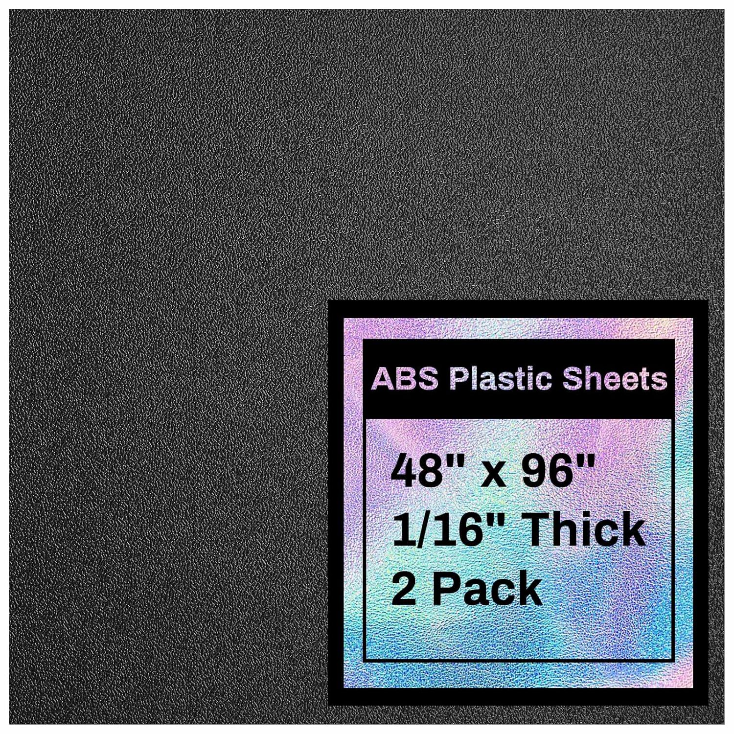 Frienda 2 Pack 48" X 96" X 1/16" ABS Black Plastic Sheet Two Sided Textured Thick DIY Materials Flexible Moldable Plastic Panel for DIY Home Decor, Automotive, Industrial, Handcrafts 48" x 96" x 1/16" 2