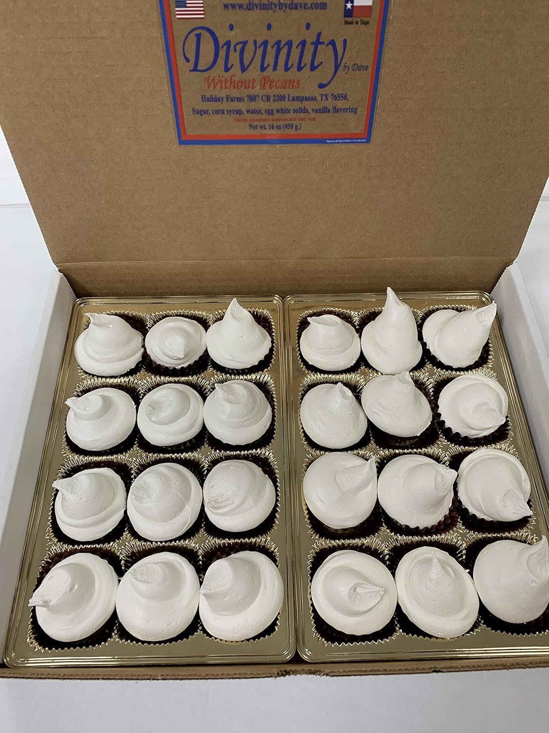 24 Piece Divinity Gift Box (Without Pecans) Old Fashioned Divinity, Just Like Home Made Divinity.