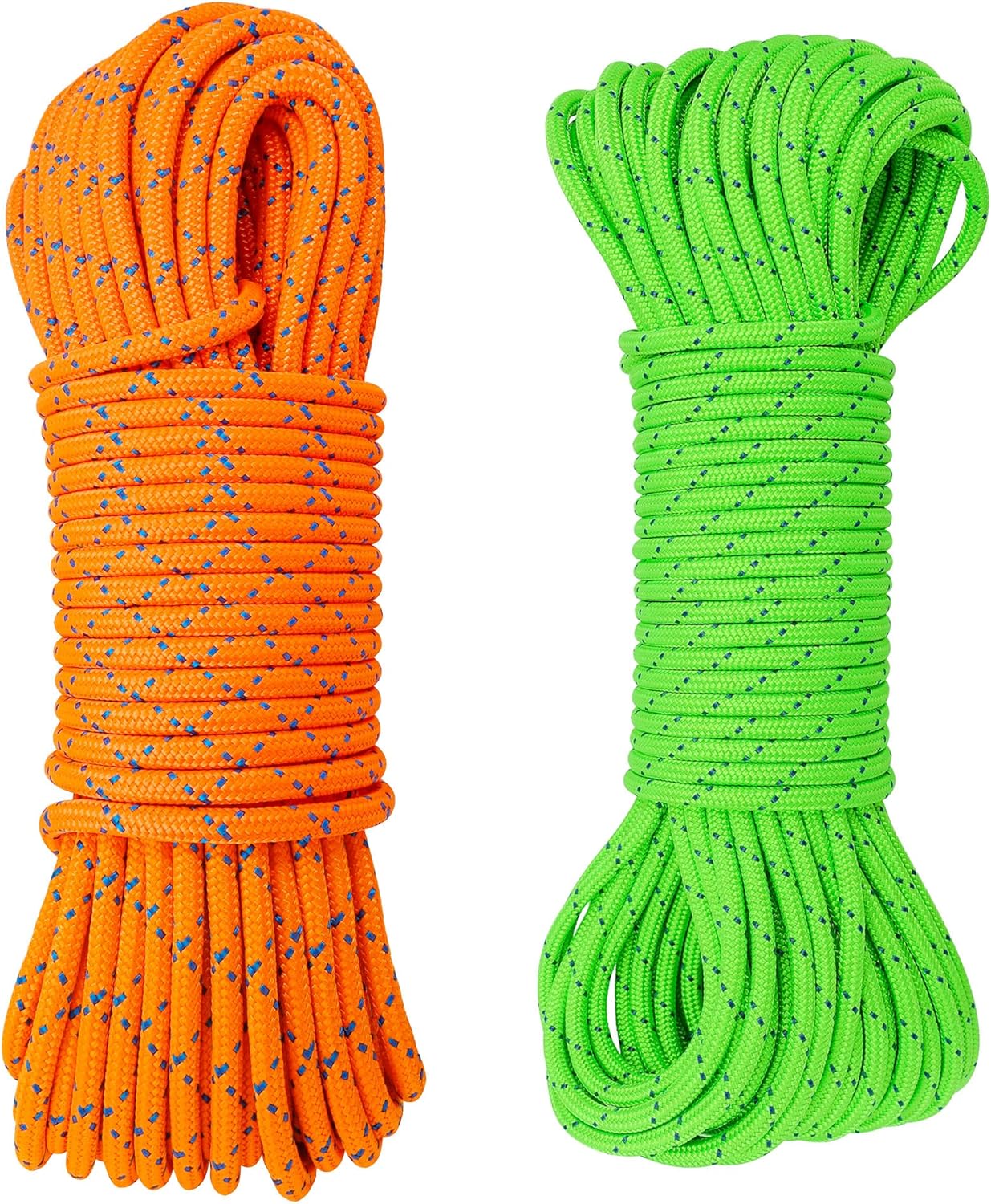 GM CLIMBING 20ft 8mm Double Braid Accessory Cord Rope Fluorescent + 20ft 6mm Accessory Cord Rope Double Braid Pre Cut CE Green : Sports & Outdoors