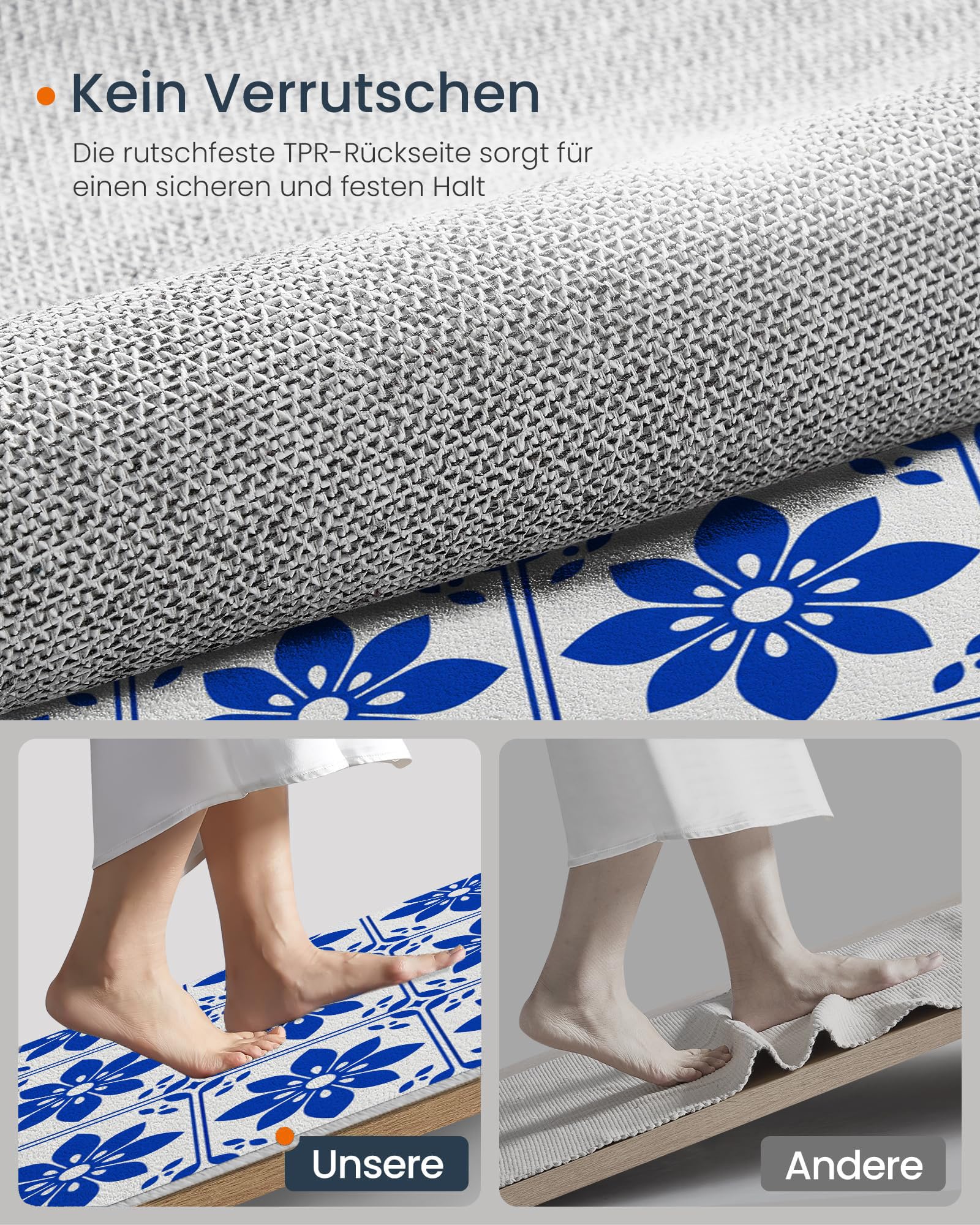 Tapis Rond 160 Cm, Fleurs Traditionnelles Bleu Marine | Lavable Et Antidérapant, Tapis De Sol Doux Carreaux À Damier Méditerranéens Pour Chambre, Salon Cheminée Et Salle De Jeux