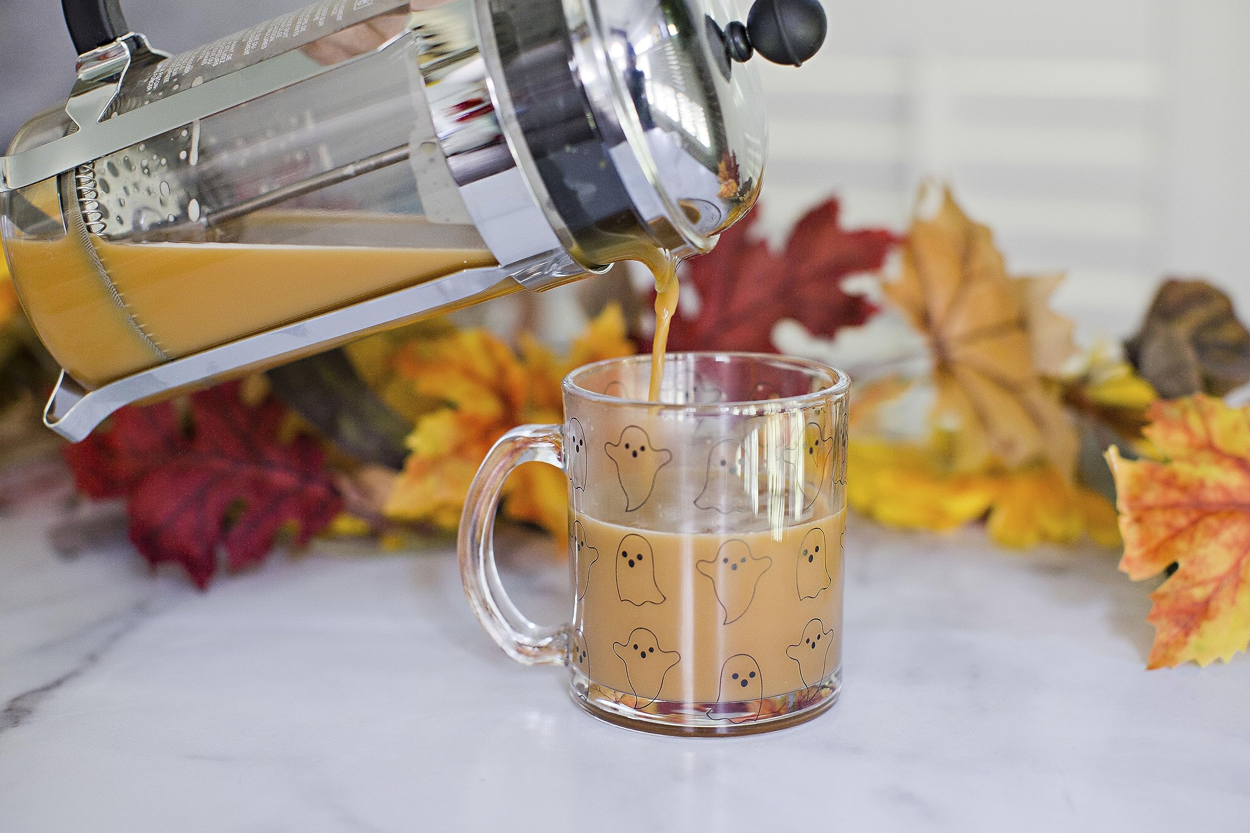 Pearhead Glasgeister-Tasse, Halloween-Heimdekoration, Kaffee- und Tee-Glasbecher, Herbst-Trinkgeschirr, Zubehör, saisonale Tasse, 340 ml.