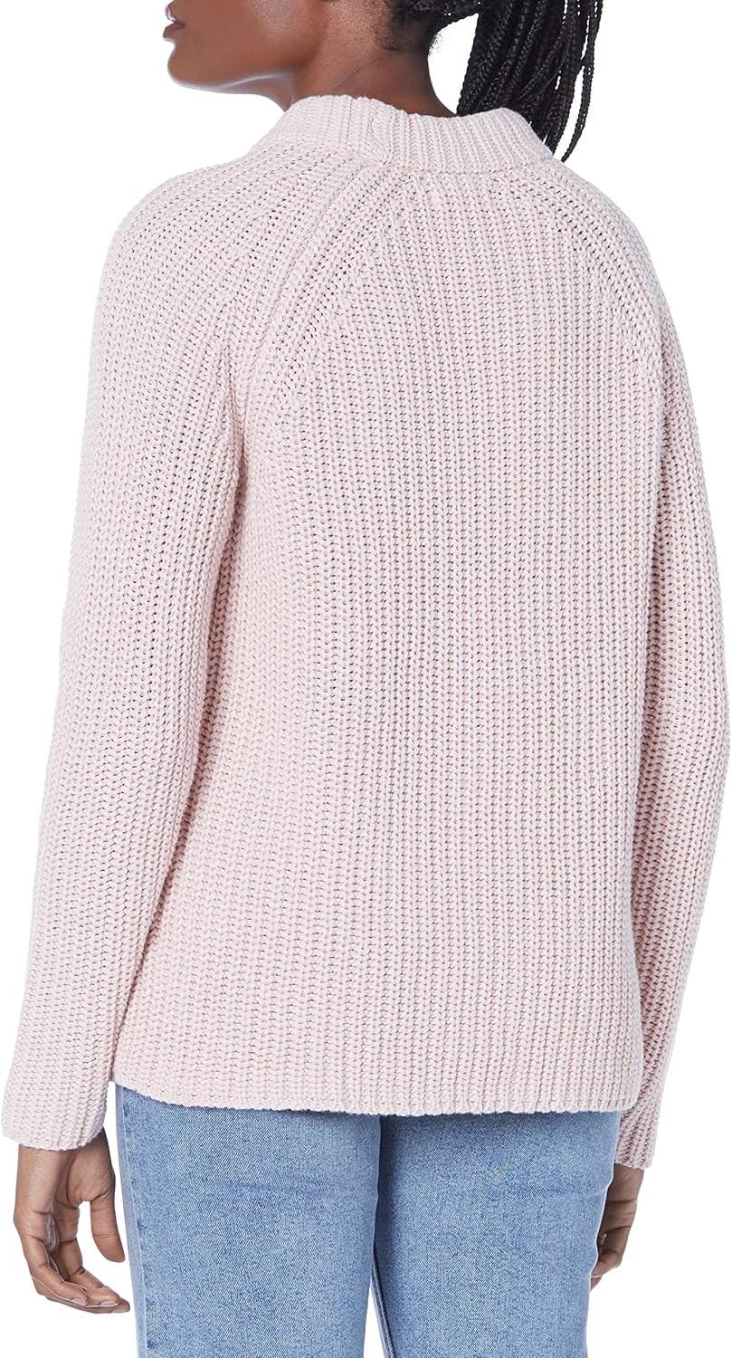 Goodthreads Women's Cotton Half-Cardigan Stitch Mock Neck Sweater Sweater, Pine Heather, M - Image 2