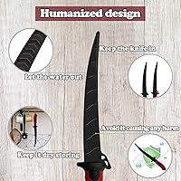 Vista 7 de Juego de cuchillos de filete de pesca, cuchillo de filete profesional de acero inoxidable de 7 pulgadas para peces, con afilador y guantes Rojo