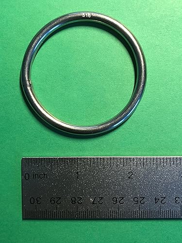Miniatura 3 de US STAINLESS 10 piezas de acero inoxidable 316 anillo redondo soldado 3/16" x 2" (0.197 in x 1.969 in ID) grado marino