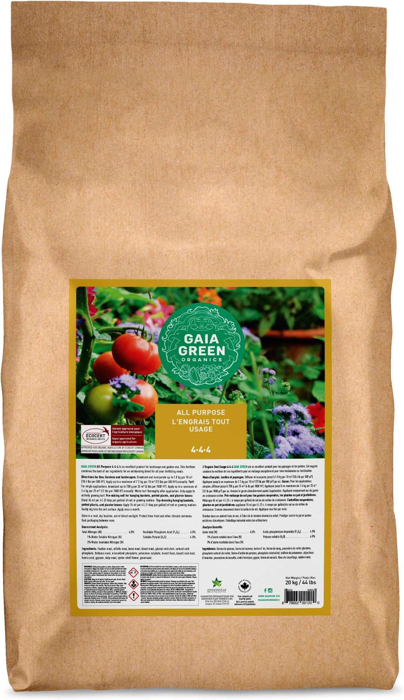Gaia Green All Purpose 4-4-4 20 Kg