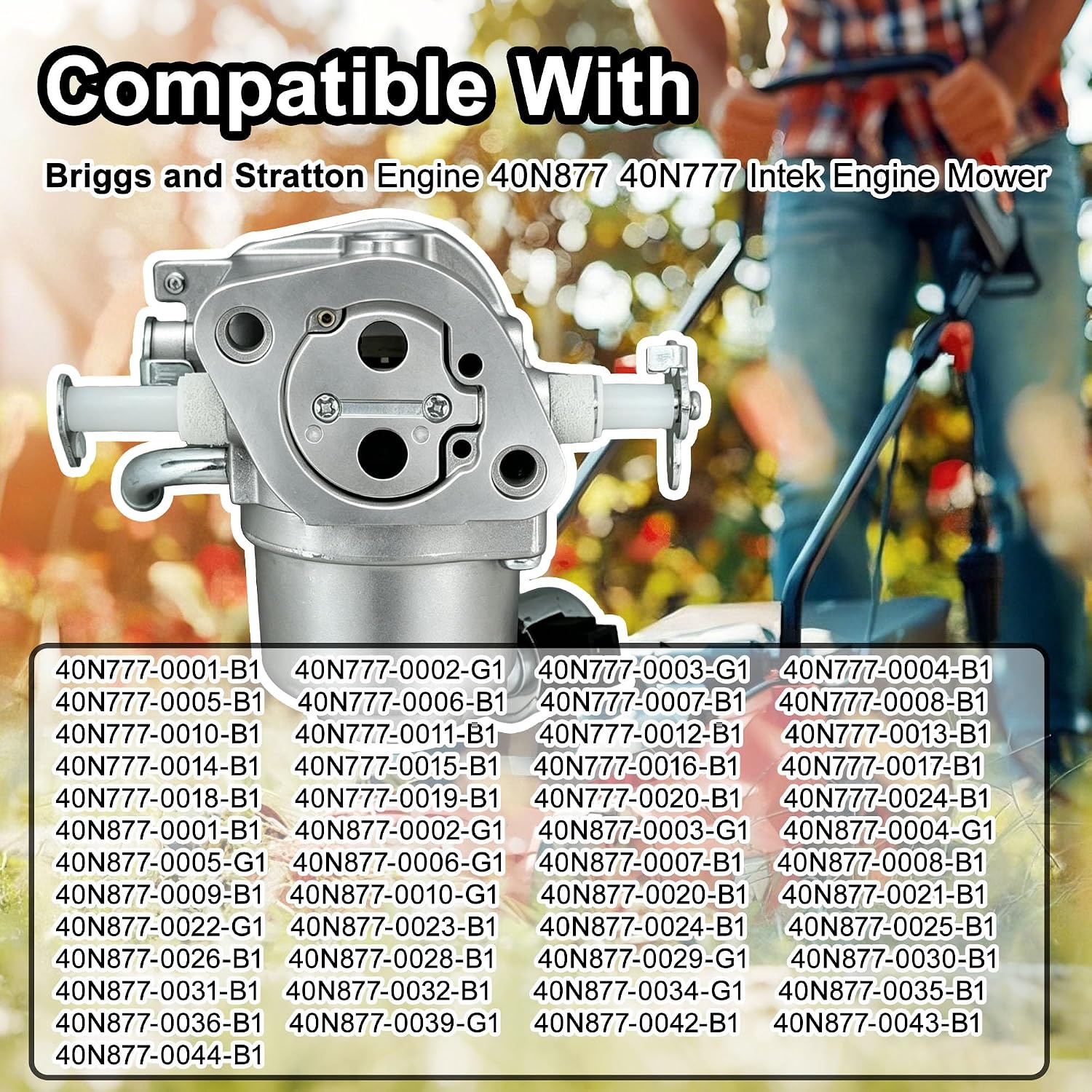 Carburetor Carb 594207 593197 Compatible with Briggs & Stratton 596375 597128 595321 596033 595216 597126, Fit for Intek Engine 40N777 40N877 Tractor Lawn Mower
