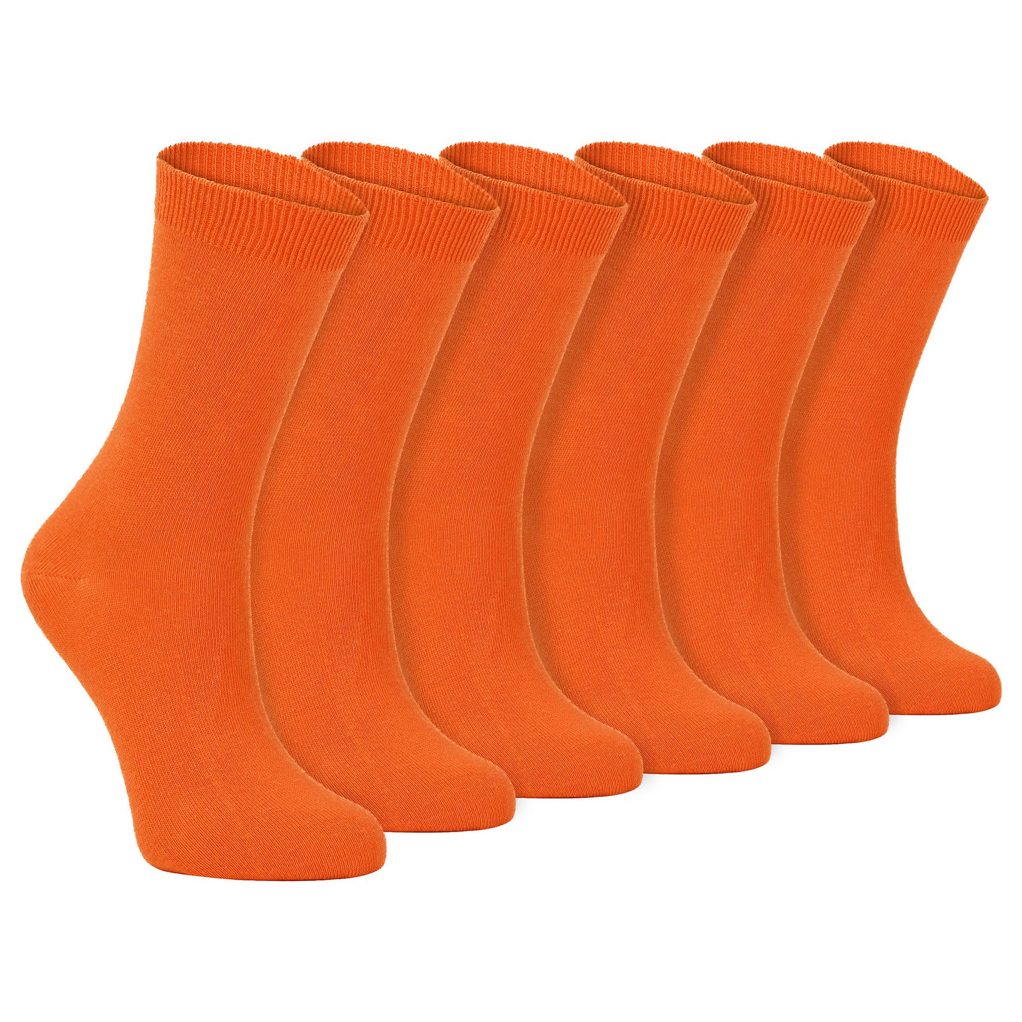 Sock Snob Men's Orange - 6 Pairs Of Ladies Thin Plain Coloured Cotton Rich Ankle Socks 4-7 Uk (4-7 Uk, Pl30 )