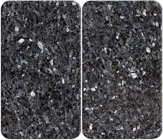 WENKO Universal Blue Marble Cover Set of 2 for All Types of Hobs, Tempered Glass, 30 x 52 cm, Standard Size