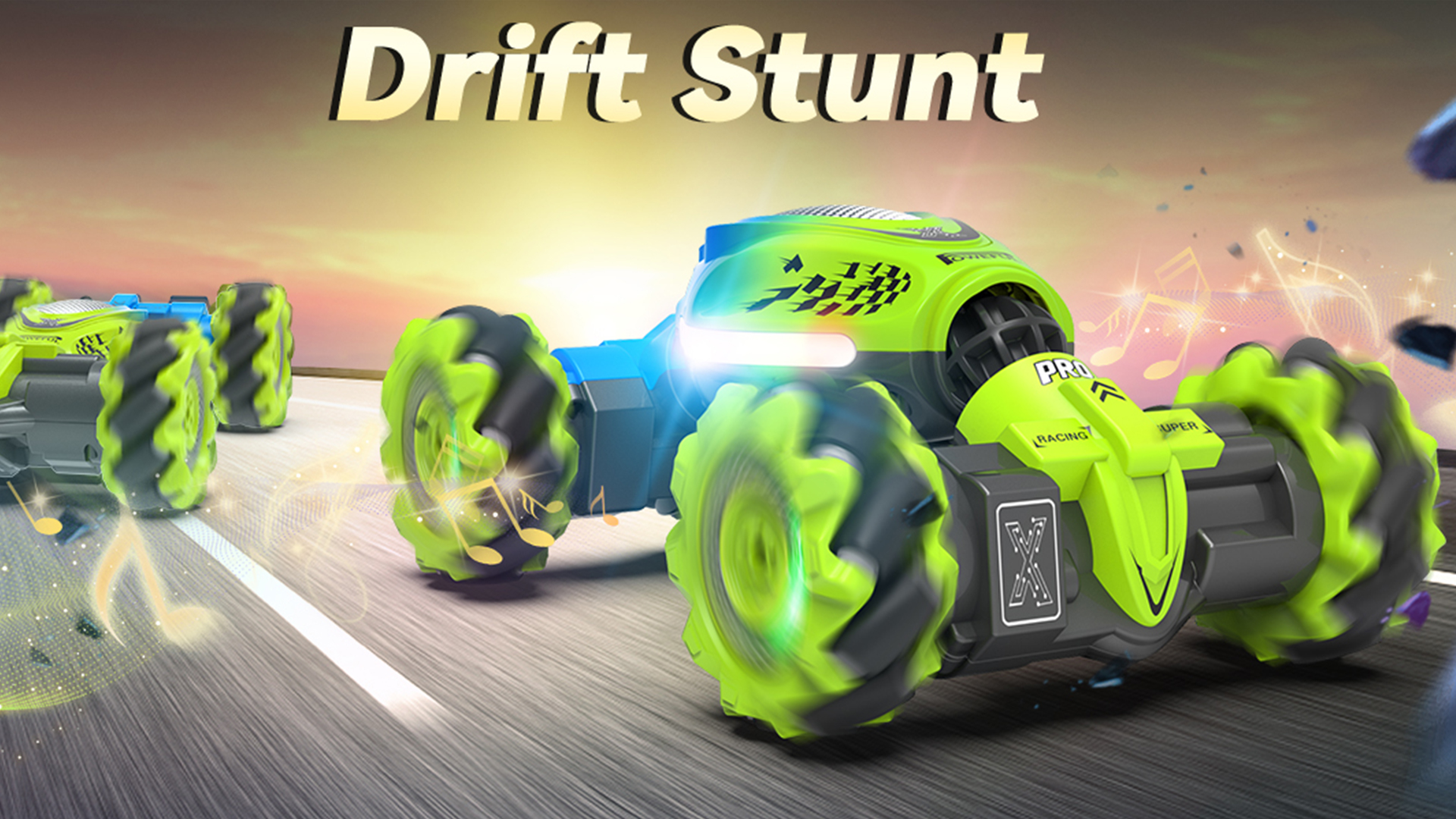 Stunt Car 2.4GHz RC - 360° Flips, Gesture Control & LED Lights For Boys Ages 6-12 (Blue) 1 12 Rc Stunt Car
