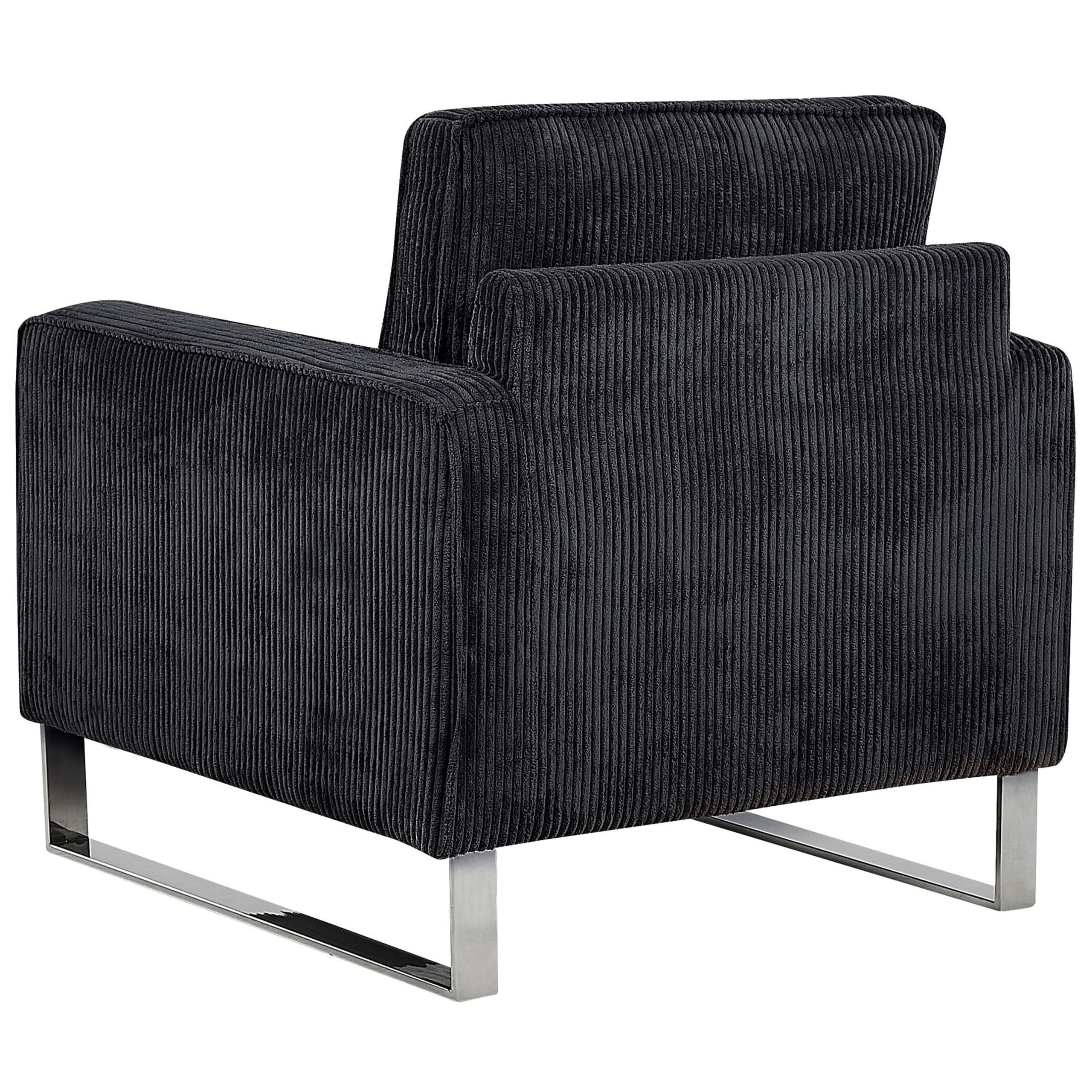 Beliani Retro Sessel Cord Füße aus Edelstahl schwarz Vind