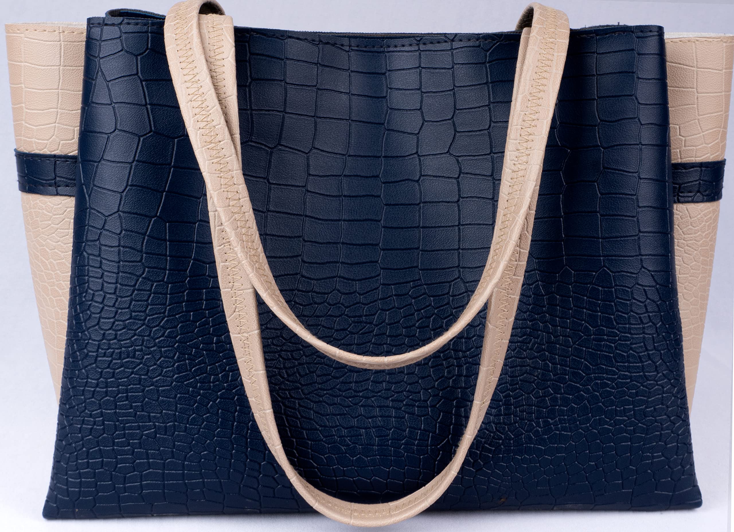 Carrylux Bolso de mano con patrón de cocodrilo de gran capacidad de dos tonos, bolsos de mano, bolso de hombro para mujer