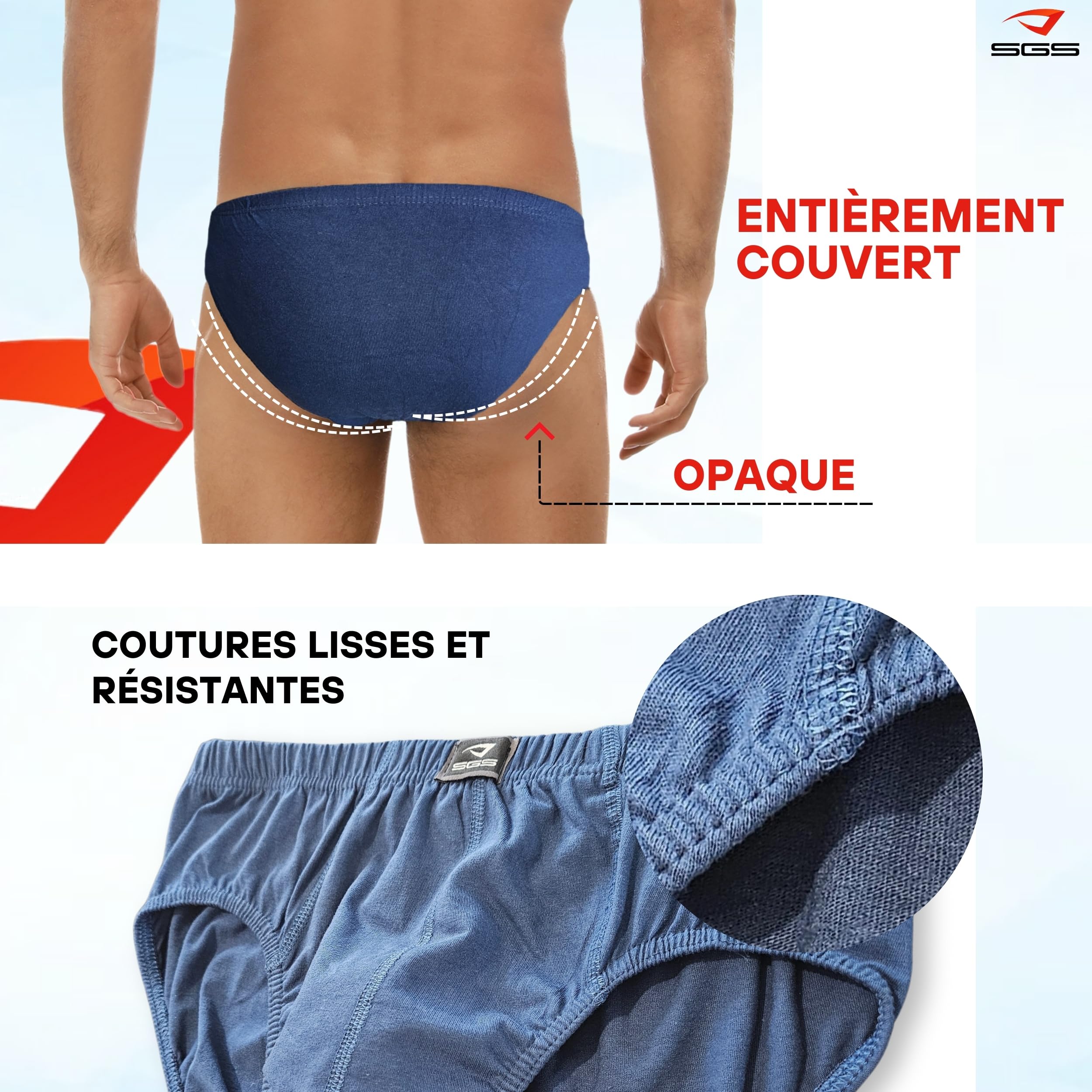 SGS Lot de 6 à 12 Slips pour Homme