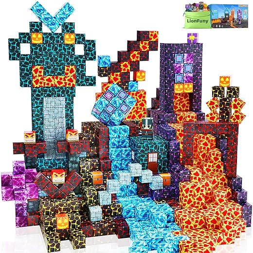 Magnetic Blocks,100PCS Magnetic Building Blocks,Magnet Blocks Build 3D World Stacking Toys,STEM Sensory Educational Toys Gifts Set for Kids Toddlers Boys 3 4 5 6 7 8 9+ Year Old