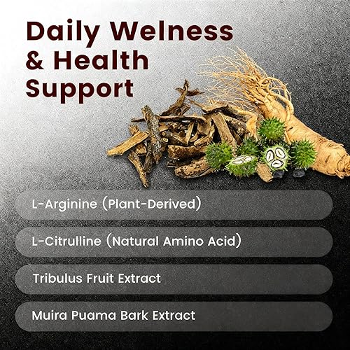 Miniatura 4 de HolyTime Cápsulas de óxido nítrico  Complejo herbario con Tribulus, Muira Puama y ginseng asiático  Energía y vitalidad  Suplemento a base de