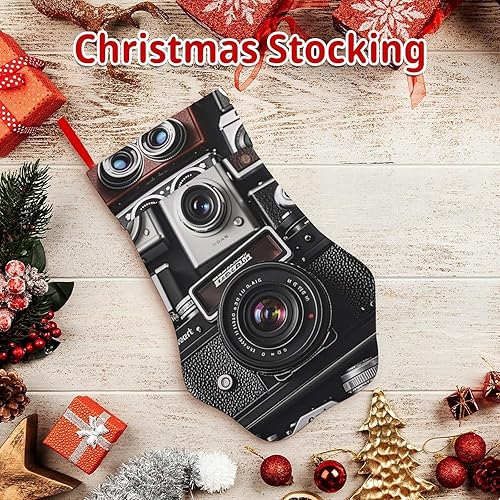 Miniatura 4 de Retro Cool Camera Collection Medias de Navidad para mascotas, gran capacidad, forma de pata de gato, perro, medias de Navidad, decoraciones