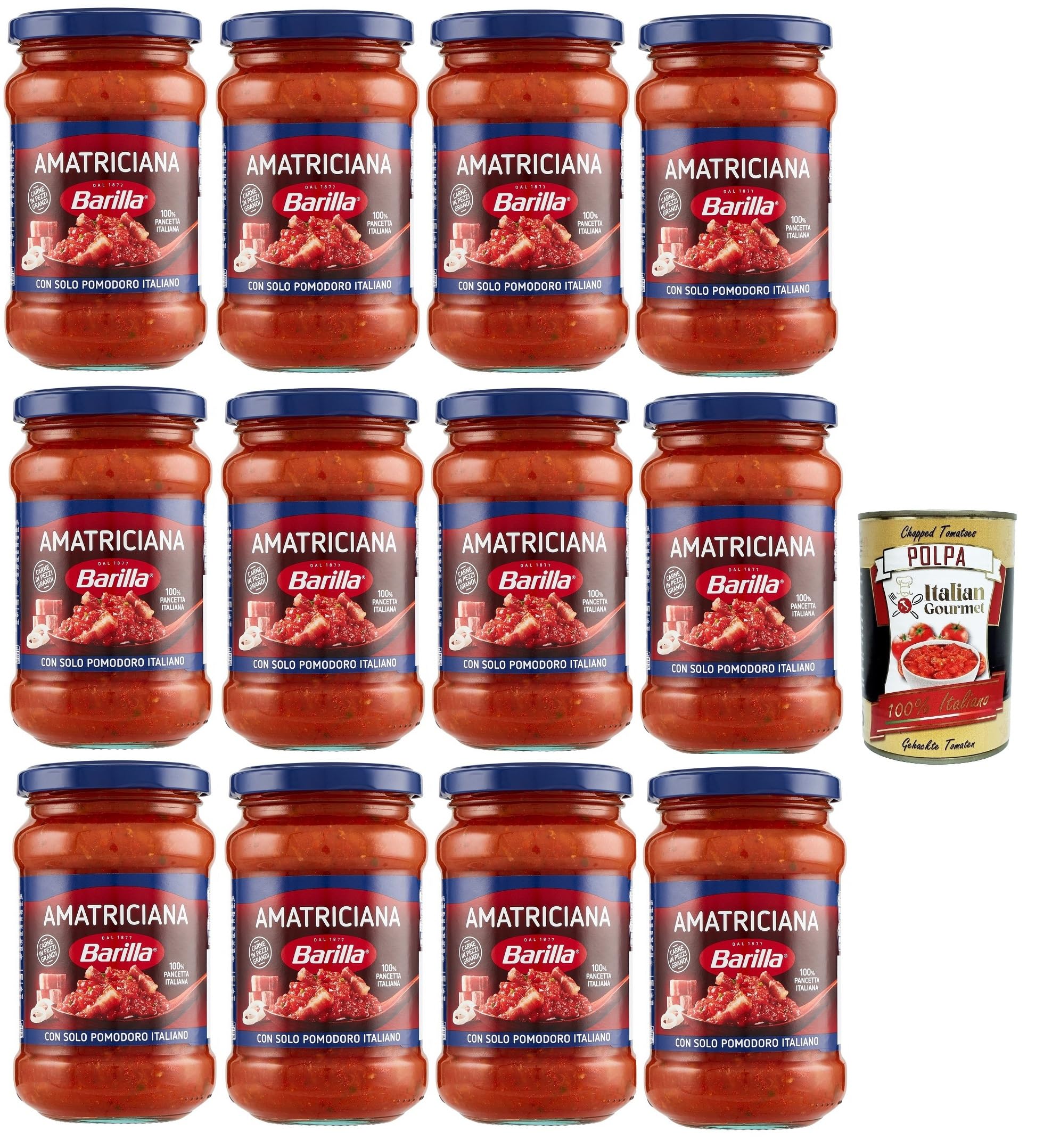 Barilla Sugo all'Amatriciana Salsa Fertige Tomatensauce 12x300g Italian Gourmet Polpa 400g