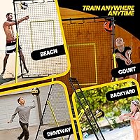 Vista 6 de Adjustable Volleyball Rebounder Net 7x4 ft – Bounce Back Training Equipment with Angle Customization for Practicing Volleying, Bumping, Spiking