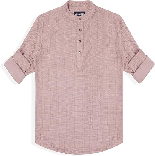 CHARCHIT Boys Full Sleeves Textured Kurta Style Shirt