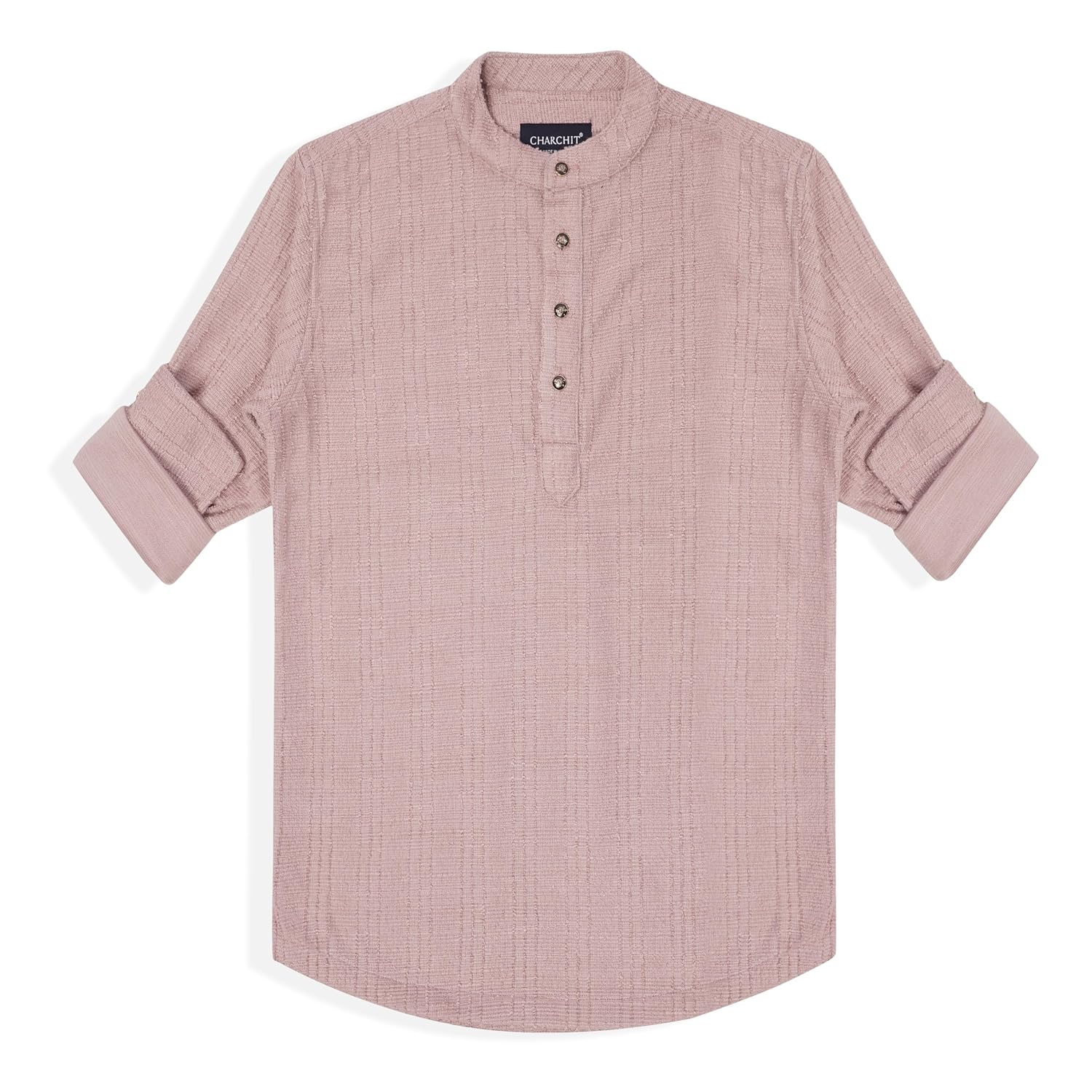 CHARCHIT Boys Full Sleeves Textured Kurta Style Shirt