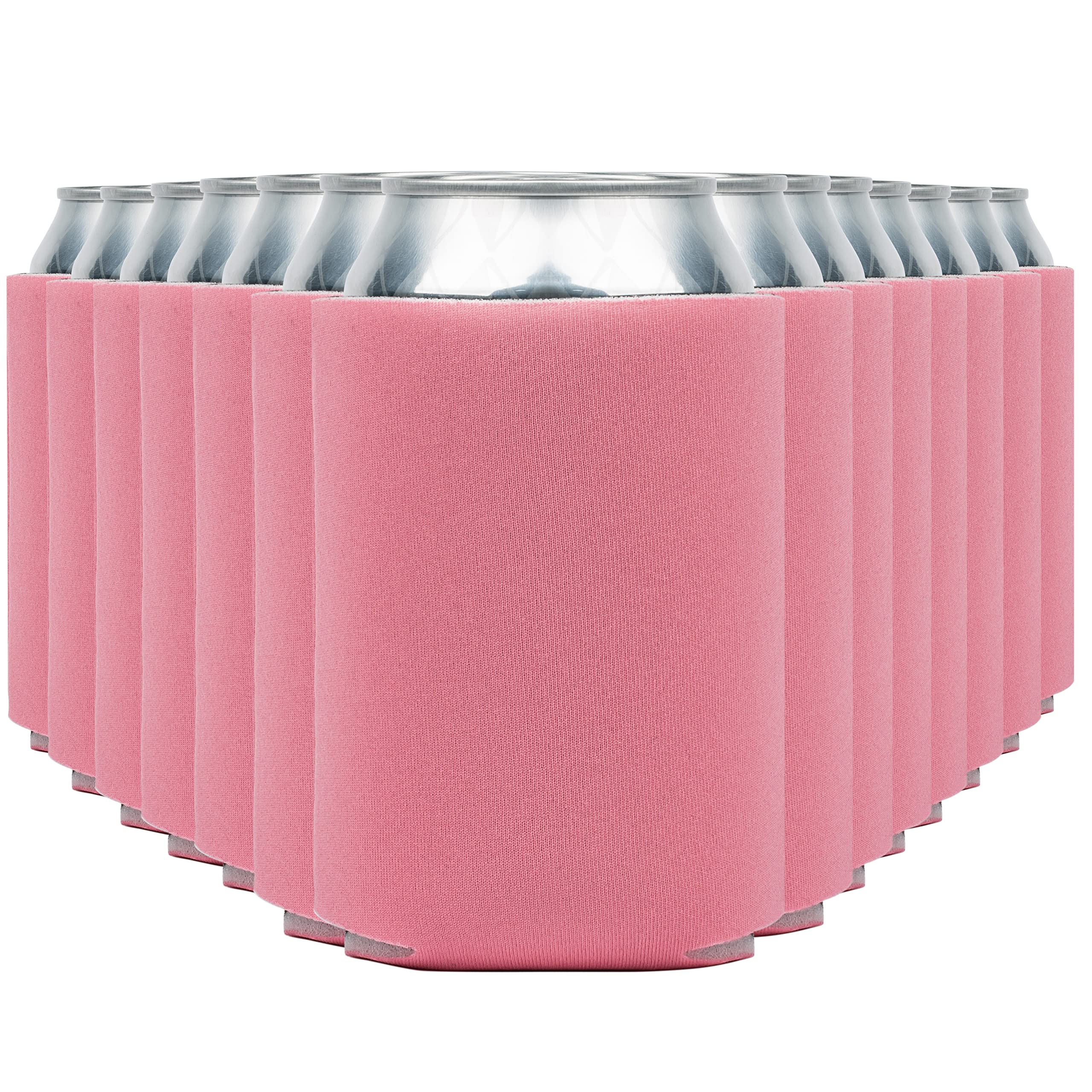 Blank Beer Can Cooler Sleeves (60-Pack) - Soft Insulated Coolies, HTV Friendly Koolies in Bulk for Cans &amp; Bottles - Coolie Blanks for Vinyl Projects &amp; Wedding Favors (Salmon)