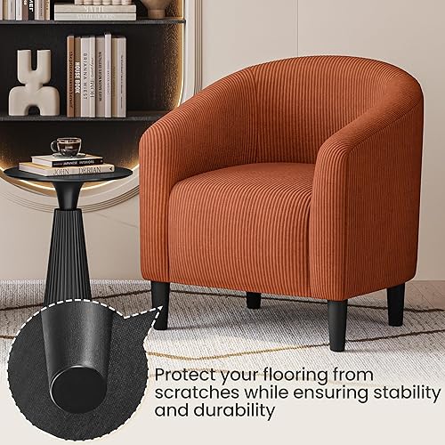 Miniatura 116 de Yaheetech - Silla decorativa con reposapiés, silla de respaldo de mediados de siglo, tapizada, suave, cómodo juego de sillón y reposapiés de tela,