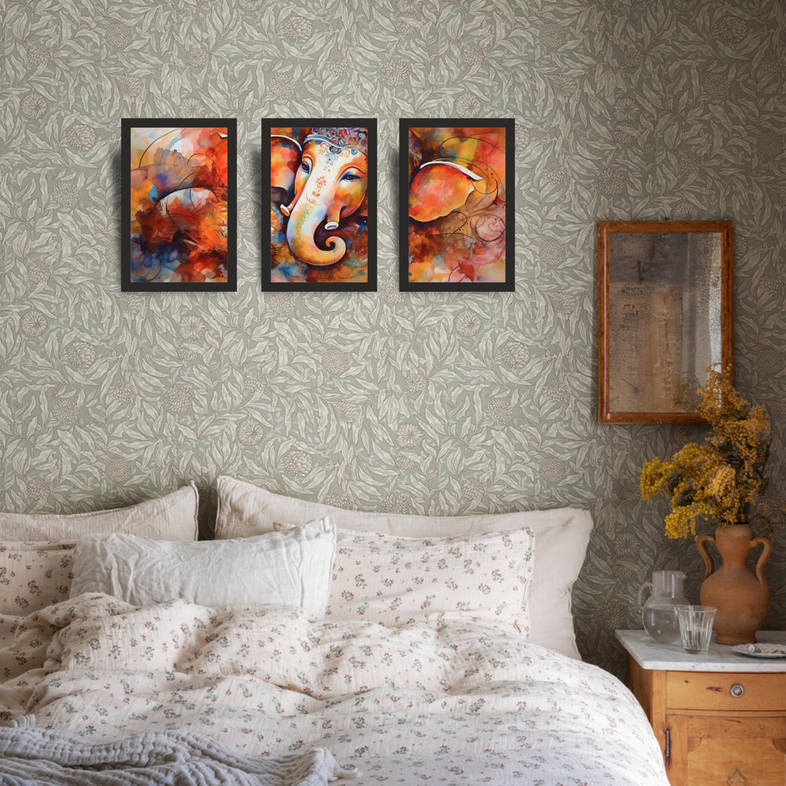 Lord Ganesh Digital Art Frame Set of 3